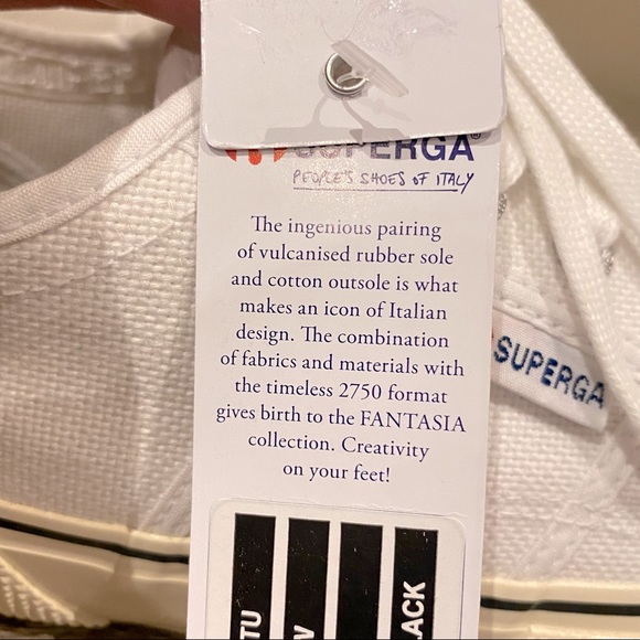 NWT SUPERGA Fantasia Man’s White Classic Sneakers Size 44 brand new with tags - Picture 10 of 15
